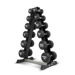 ดัมเบล กลม หุ้มยาง IRONTEC 6 คู่ ขนาด 2.5-15KG พร้อมขาตั้ง (DB4012SET105KG)
